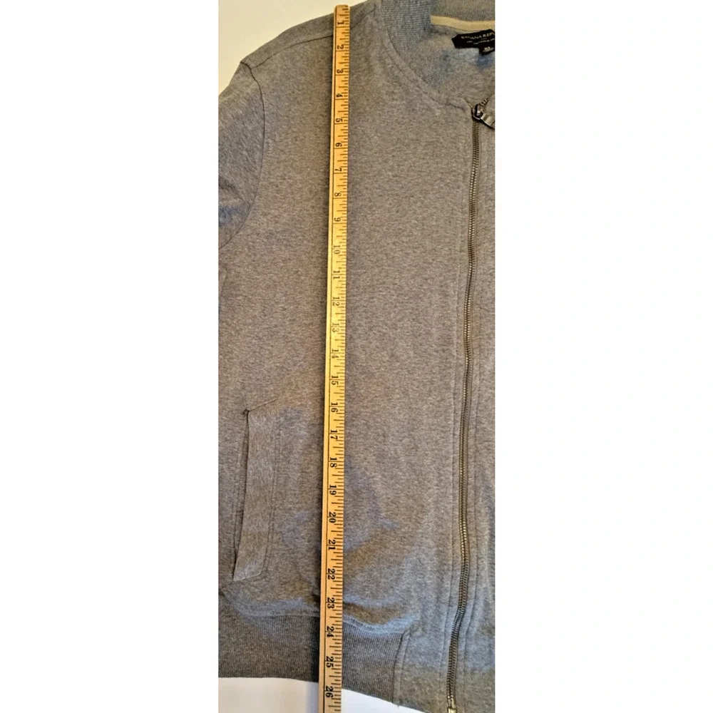 Banana Republic Luxe Touch Bomber Jacket XL Gray Full Zip Cotton Mens Coat
